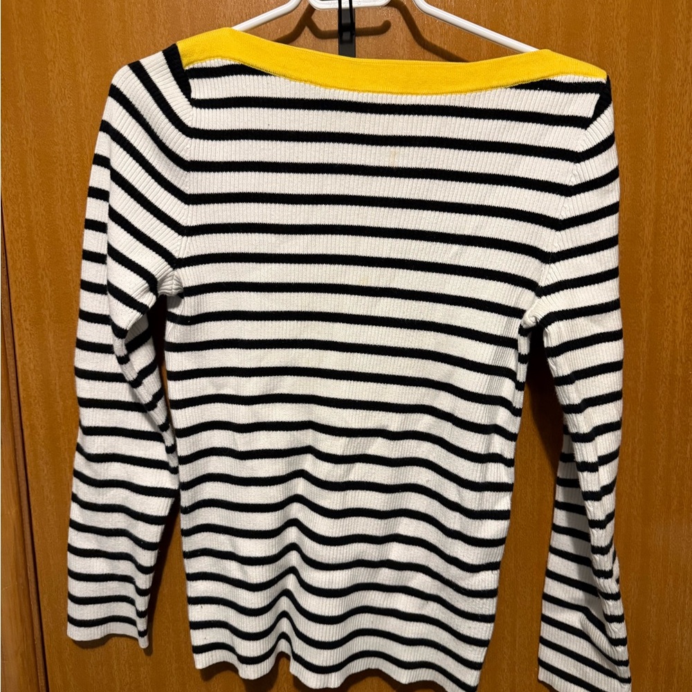 Lauren Ralph Lauren Striped Sweater in Yellow, Black, and White